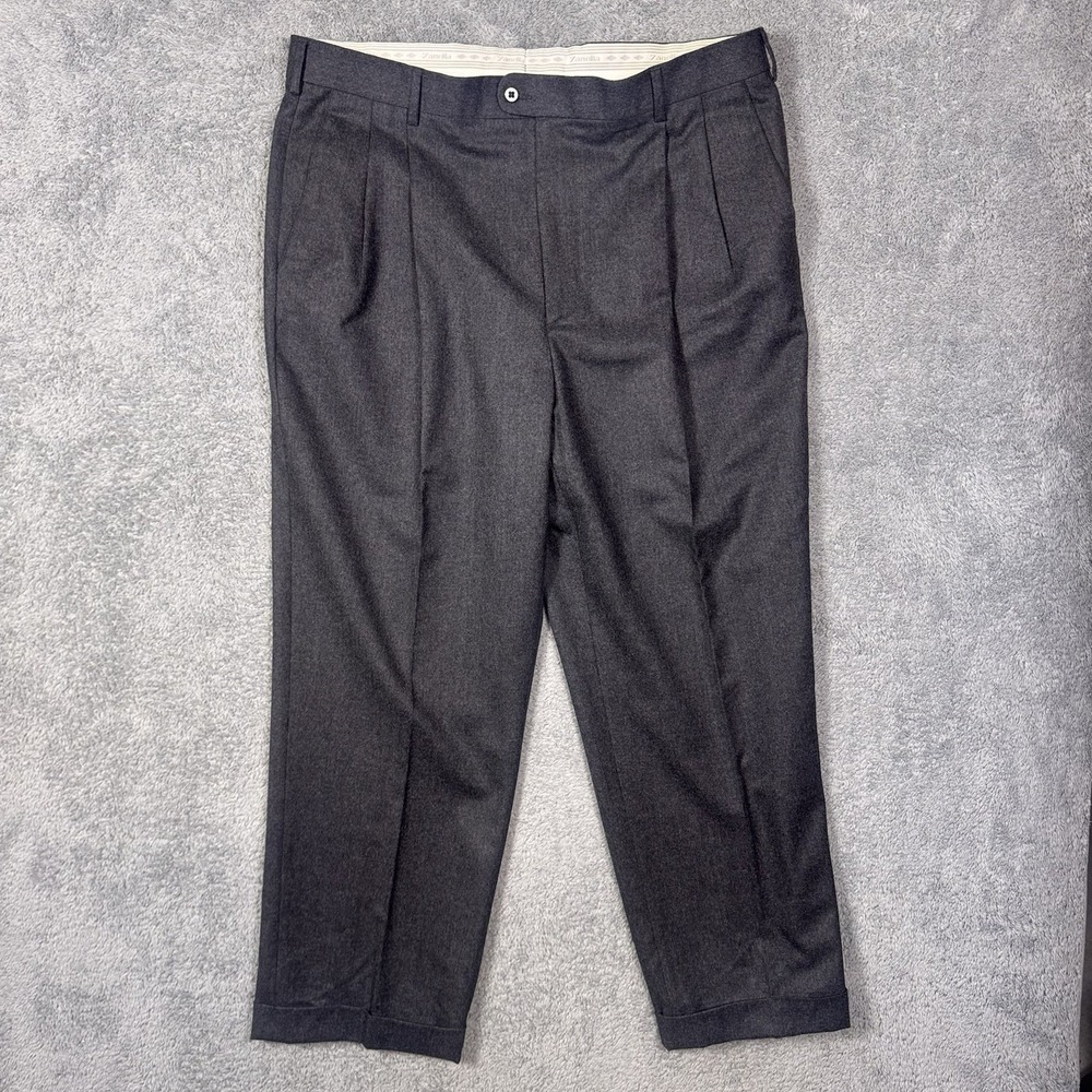 Zanella Wool Dress Pants Mens 38x28 Bennett Trouser Pleated Cuffed Italy 111083